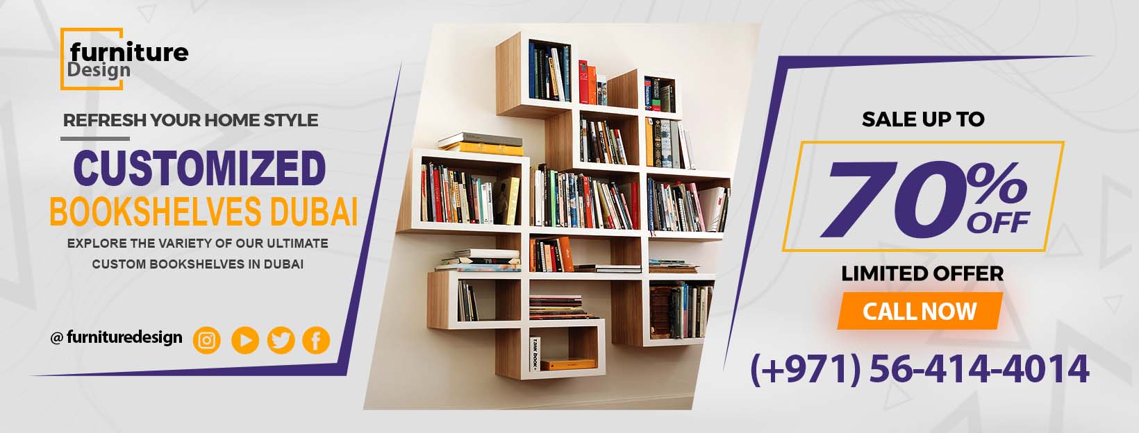 Modern Customized Bookshelves Design in Dubai